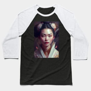 Japanese Geisha In Digital Art. Gift Idea For Japan Fans 4 Baseball T-Shirt